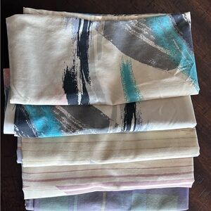 Abstract Brushstroke Cotton Bedding Set in Cream and Teal